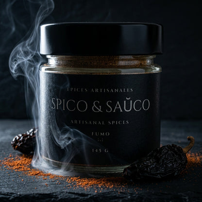 FUMO spice jar on kitchen counter — bold smoked seasoning for chicken salmon and steak